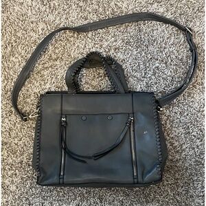 Olive Green Medium Shoulder Bag with Tassels 13.5in x 10.5in x 5in